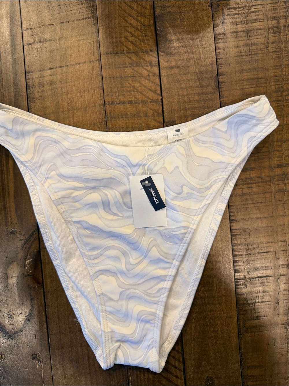 Abercrombie & Fitch White and Light Blue Marble Bikini Bottom